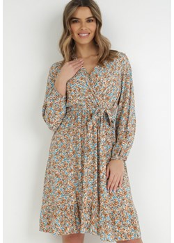 Beżowo-Niebieska Sukienka Iphista ze sklepu Born2be Odzież w kategorii Sukienki - zdjęcie 129059130