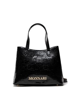 Czarna shopper bag MONNARI lakierowana mieszcząca a7 bez dodatków elegancka 