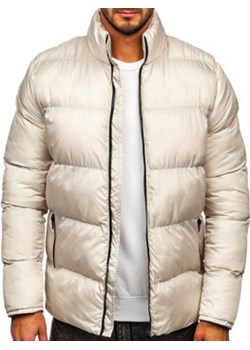 Beżowa pikowana kurtka męska zimowa Denley 0025 ze sklepu Denley w kategorii Kurtki męskie - zdjęcie 129237572