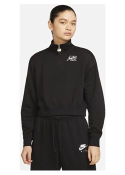 Damska dzianinowa koszulka z zamkiem 1/4 Nike Sportswear Air - Czerń ze sklepu Nike poland w kategorii Bluzki damskie - zdjęcie 129254901