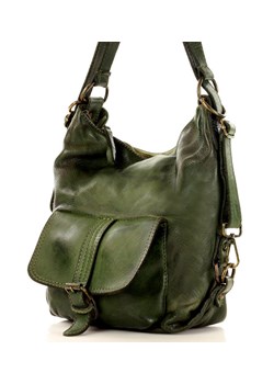 Torba skórzana dla wymagających z opcją plecak old school leather bag - MARCO MAZZINI zielony ze sklepu Verostilo w kategorii Listonoszki - zdjęcie 129533674