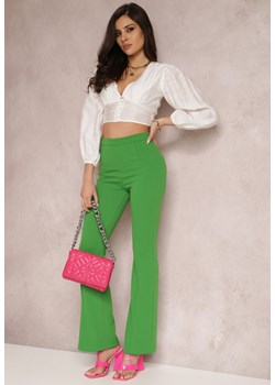 Zielone Spodnie Flare Aegesilea ze sklepu Renee odzież w kategorii Spodnie damskie - zdjęcie 129993873