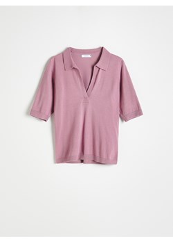 Reserved - Dzianinowa bluzka polo - Fioletowy