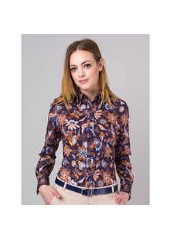 Brązowa bluzka w kwieciste wzory ze sklepu Willsoor w kategorii Koszule damskie - zdjęcie 130104564