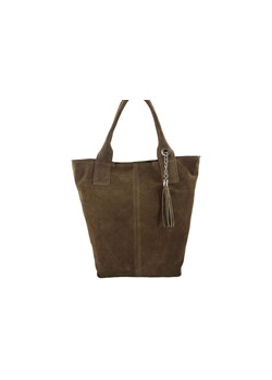 Shopper bag - torebka damska zamszowa - Beżowa ciemna ze sklepu Barberinis w kategorii Torby Shopper bag - zdjęcie 130122680