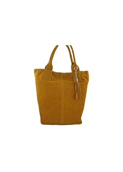 Shopper bag - torebka damska zamszowa - Żółta ciemna ze sklepu Barberinis w kategorii Torby Shopper bag - zdjęcie 130123540
