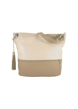 Skórzana torebka worek - Kremowo-beżowa ze sklepu Barberinis w kategorii Torby Shopper bag - zdjęcie 130126133