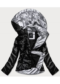 Damska kurtka ze srebrnym kapturem czarna (rqw-7008) ze sklepu goodlookin.pl w kategorii Kurtki damskie - zdjęcie 130131894