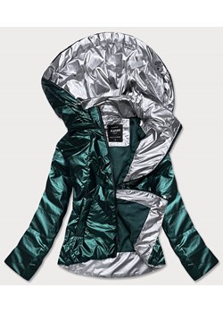Damska kurtka ze srebrnym kapturem zielona (rqw-7008) ze sklepu goodlookin.pl w kategorii Kurtki damskie - zdjęcie 130131903