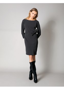 Czarna sukienka w kropeczki i z odpinaną kokardą ze sklepu Molton w kategorii Sukienki - zdjęcie 130214673