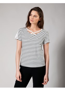 Biały t-shirt w paski ze sklepu Molton w kategorii Bluzki damskie - zdjęcie 130215211