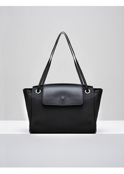 Czarna materiałowa shopperka z klapką ze sklepu Molton w kategorii Torby Shopper bag - zdjęcie 130215344