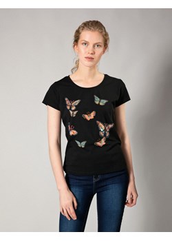 Czarny t-shirt z motylkami ze sklepu Molton w kategorii Bluzki damskie - zdjęcie 130216091