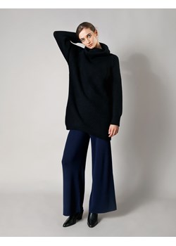 Granatowe dzianinowe spodnie z wełną ze sklepu Molton w kategorii Spodnie damskie - zdjęcie 130217010