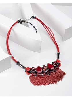 Czerwony naszyjnik z kryształkami i łańcuszkami ze sklepu Molton w kategorii Naszyjniki - zdjęcie 130217312