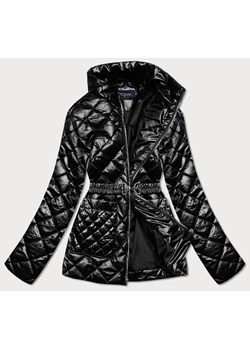 Pikowana kurtka damska z paskiem czarna (bh2208) ze sklepu goodlookin.pl w kategorii Kurtki damskie - zdjęcie 131013014