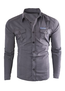 Koszula męska długi rękaw rlM4 - stalowa ze sklepu Risardi w kategorii Koszule męskie - zdjęcie 131054862