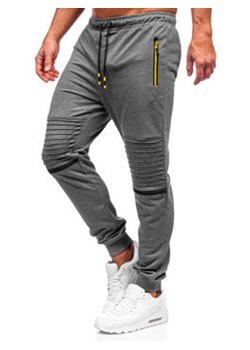 Grafitowe spodnie męskie joggery dresowe Denley K10330 ze sklepu Denley w kategorii Spodnie męskie - zdjęcie 131056760
