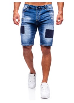 Niebieskie krótkie spodenki jeansowe męskie Denley MP0037B ze sklepu Denley w kategorii Spodenki męskie - zdjęcie 131056763