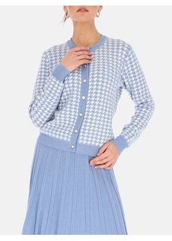 Błękitny krótki kardigan w pepitkę Potis & Verso Fera ze sklepu Eye For Fashion w kategorii Swetry damskie - zdjęcie 131058441