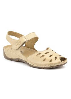 Sandały damskie z ażurową cholewką - HELIOS Komfort 4011, jasnobeżowe ze sklepu ulubioneobuwie w kategorii Sandały damskie - zdjęcie 131138242