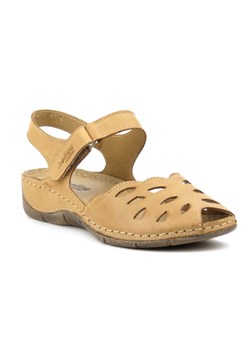 Sandały damskie z ażurową cholewką - HELIOS Komfort 4011, jasnobrązowe ze sklepu ulubioneobuwie w kategorii Sandały damskie - zdjęcie 131139191