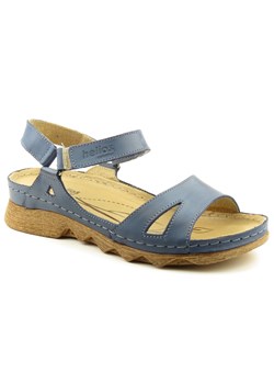 Wygodne sandały damskie ze skóry - HELIOS Komfort 248, granatowe ze sklepu ulubioneobuwie w kategorii Sandały damskie - zdjęcie 131139762