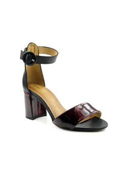 Eleganckie sandały damskie na słupku - MACIEJKA 04235-23, czarno-bordowe ze sklepu ulubioneobuwie w kategorii Sandały damskie - zdjęcie 131140751