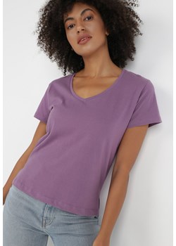 Fioletowy T-shirt Metoreia ze sklepu Born2be Odzież w kategorii Bluzki damskie - zdjęcie 131246484