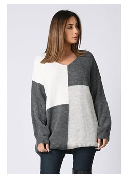 Sweter w kolorze antracytowo-białym ze sklepu Limango Polska w kategorii Swetry damskie - zdjęcie 131410140