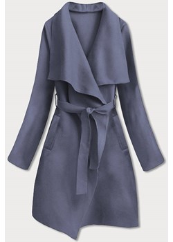 Minimalistyczny płaszcz damski szaroniebieski (747art) ze sklepu goodlookin.pl w kategorii Płaszcze damskie - zdjęcie 131437442