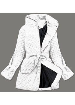 Pikowana kurtka damska z paskiem biała (7262) ze sklepu goodlookin.pl w kategorii Kurtki damskie - zdjęcie 131437481
