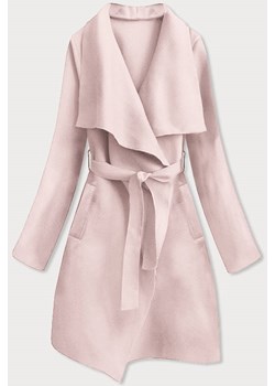 Minimalistyczny płaszcz damski blady róż (747ART) ze sklepu goodlookin.pl w kategorii Płaszcze damskie - zdjęcie 131437623