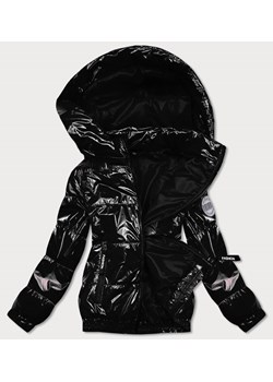 Błyszcząca kurtka pikowana z kapturem czarna (br9788-1) ze sklepu goodlookin.pl w kategorii Kurtki damskie - zdjęcie 131437731