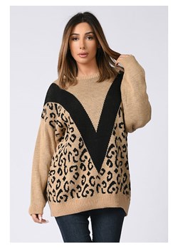 Sweter w kolorze jasnobrązowo-czarnym ze sklepu Limango Polska w kategorii Swetry damskie - zdjęcie 131613134