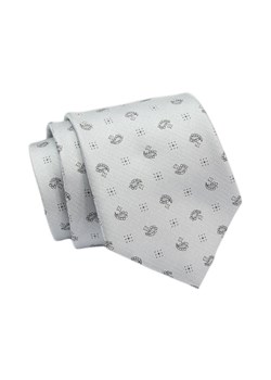 Klasyczny Krawat, Szary w Paisley, Łezki, Męski, 7cm -Angelo di Monti KRADM1890 ze sklepu JegoSzafa.pl w kategorii Krawaty - zdjęcie 132006991