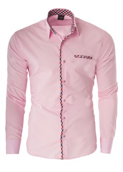 Koszula męska długi rękaw rl67 - różowa ze sklepu Risardi w kategorii Koszule męskie - zdjęcie 132102282