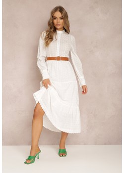 Biała Sukienka Z Paskiem Clyminca ze sklepu Renee odzież w kategorii Sukienki - zdjęcie 132199593