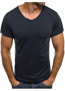 T-Shirt męski bez nadruku granatowy OZONEE JS/712007 ze sklepu ozonee.pl w kategorii T-shirty męskie - zdjęcie 132208252