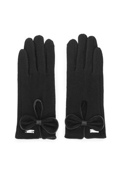 Damskie rękawiczki z wycięciem i dużą kokardą czarne ze sklepu WITTCHEN w kategorii Rękawiczki damskie - zdjęcie 132438781