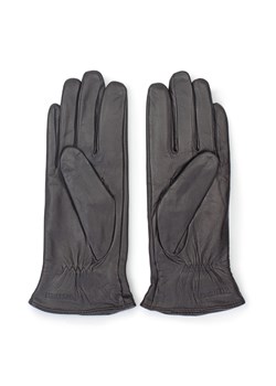Damskie rękawiczki skórzane z kokardką ciemny brąz ze sklepu WITTCHEN w kategorii Rękawiczki damskie - zdjęcie 132449432