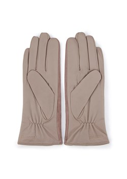 Damskie rękawiczki skórzane z zamszowymi wstawkami beżowe ze sklepu WITTCHEN w kategorii Rękawiczki damskie - zdjęcie 132449440