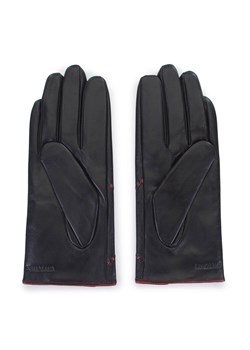 Damskie rękawiczki skórzane z kolorowym rzemieniem czarne ze sklepu WITTCHEN w kategorii Rękawiczki damskie - zdjęcie 132449672