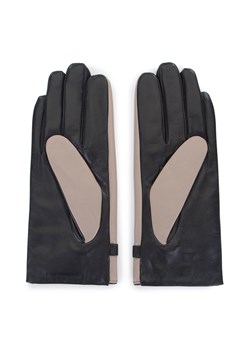 Damskie rękawiczki ze skóry z paskiem beżowo-czarne ze sklepu WITTCHEN w kategorii Rękawiczki damskie - zdjęcie 132449674