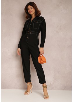 Czarny Kombinezon Agiopis ze sklepu Renee odzież w kategorii Kombinezony damskie - zdjęcie 132647010
