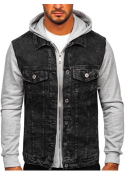 Czarna kurtka jeansowa męska z kapturem Denley HY1017 ze sklepu Denley w kategorii Kurtki męskie - zdjęcie 132691193