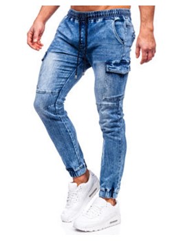 Granatowe spodnie jeansowe joggery bojówki męskie Denley MP0058B ze sklepu Denley w kategorii Jeansy męskie - zdjęcie 132754460