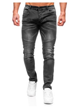 Grafitowe spodnie jeansowe męskie regular fit Denley MP0029G ze sklepu Denley w kategorii Jeansy męskie - zdjęcie 132754461