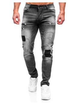 Grafitowe spodnie jeansowe męskie slim fit Denley MP0031G ze sklepu Denley w kategorii Jeansy męskie - zdjęcie 132754462