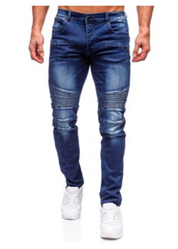 Niebieskie spodnie jeansowe męskie slim fit Denley MP0029B ze sklepu Denley w kategorii Jeansy męskie - zdjęcie 132754464